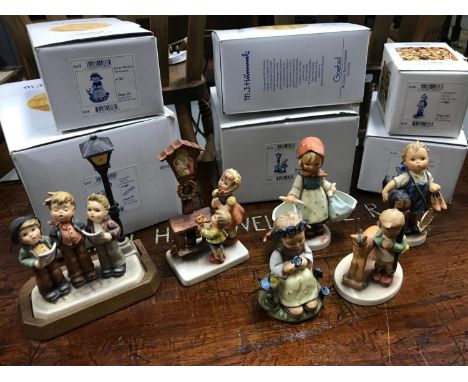 A Lot of 6 Goebel Hummel figurines, Includes Soloist, Horse trainer, Boots, Adoration, The Botanist &amp; A Tuneful Trio, All