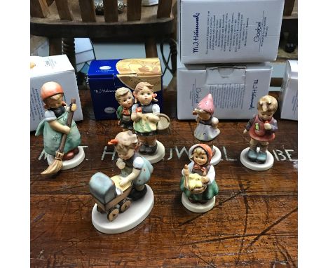 A Lot of 6 Goebel Hummel figurines, Morning stroll Chicken Licken, To Market, Delicious, Pretty please &amp; Little Sweeper. 