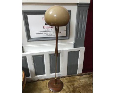 Mid century standard lamp with brownish mushroom shaped shade 