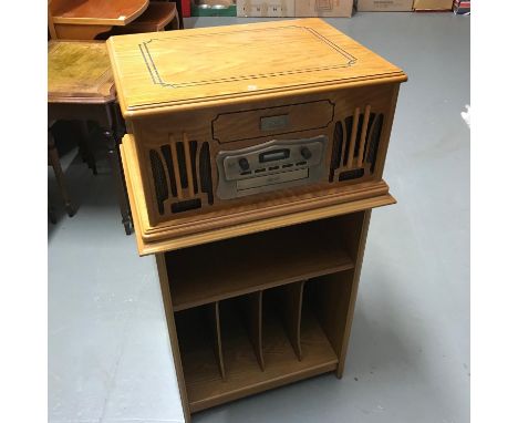 A Contemporary Record/ CD Player cabinet with record under storage unit. 