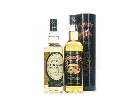 GLEN GRANT Single Malt Scotch Whisky 70cl, 40% volume. DRUMGUISH Single Malt Scotch Whisky 70cl, 40% volume, in tube. Two bot