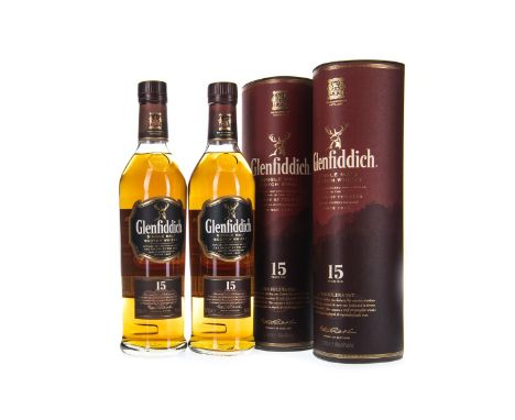 GLENFIDDICH 15 YEARS OLD (2) Single Malt Scotch Whisky 70cl, 40% volume, in tube. Two bottles.