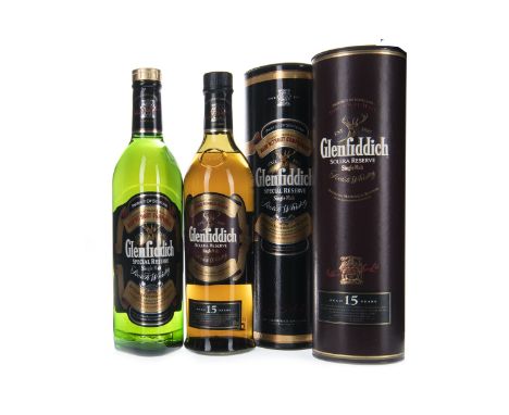 GLENFIDDICH 15 YEARS OLD Single Malt Scotch Whisky 70cl, 40% volume, in tube. GLENFIDDICH SPECIAL RESERVE Single Malt Scotch 