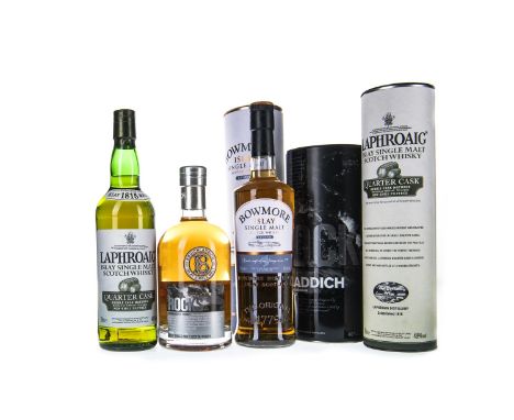 BRUICHLADDICH ROCKS Single Malt Scotch Whisky 700ml, 46% volume, in tin. LAPHROAIG QUARTER CASK Single Malt Scotch Whisky 70c