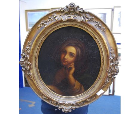 19th Century Italo-Flemish School (Old Master Style) Portrait of a young lady, possibly Mary Magdalene Oil on copper, 35.5cm 