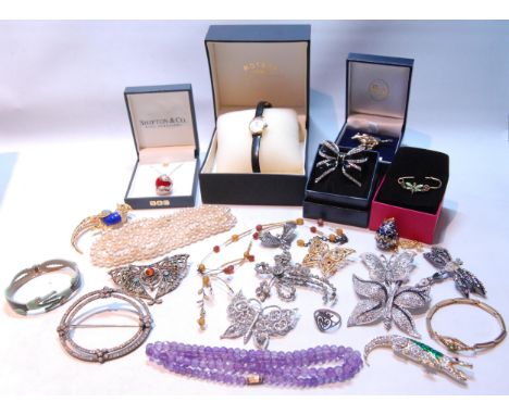 Lady's Rotary rolled gold watch, a paste buckle and a quantity of costume jewellery. 