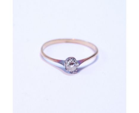 Diamond solitaire ring with old-cut brilliant, approximately .4ct, size V. 