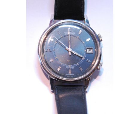 Jaeger-LeCoultre Memovox alarm watch, ref. 875.42, no. 1437940, with black dial and date aperture, 37mm, stainless steel on s