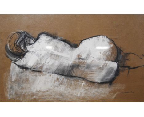 In the Manner of Paul Cadmus (American, 1904 - 1999) Reclining female nude Signed indistinctly and dated '62, pastel and chal