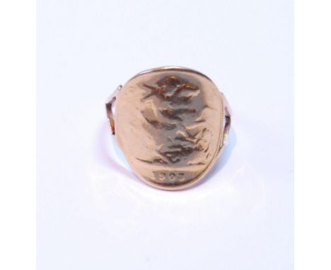 Half sovereign, 1903, bent to form a ring, 4.9g, size O. 