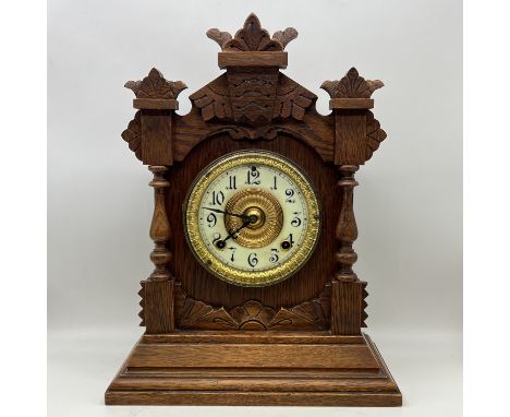 A vintage wooden mantel clock, Ann sonia clock Co. New York Usa