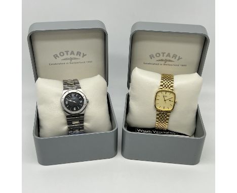 2x Rotary gents watches, both are like new, come in original boxes and have guarantee cards, both will require batteries