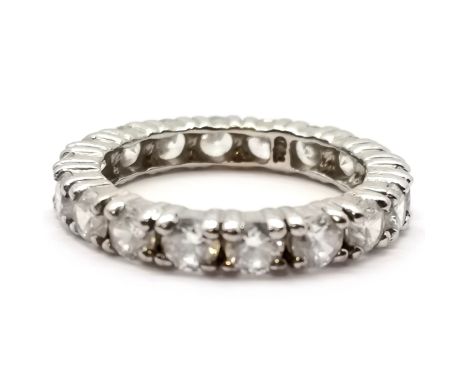 Unmarked white gold white stone set eternity ring by T♢D - size O &amp; 3.7g total weight 