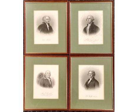 Framed antique prints of the 1st 3 USA Presidents - George Washington, John Adams &amp; Thomas Jefferson by John Chester Butt
