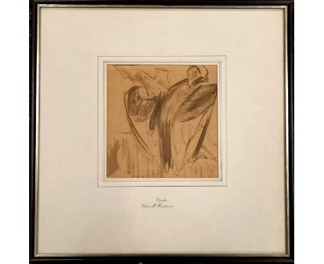 Elsie Marian Henderson (Baroness de Coudenhove (1880–1967) watercolour sketch of a condor - frame 45cm square 