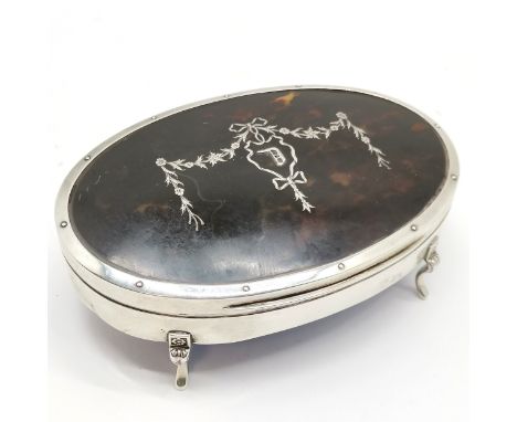 1917 silver tortoiseshell ring / jewellery box by William Comyns &amp; Sons Ltd (Charles &amp; Richard Comyns) with unmarked 