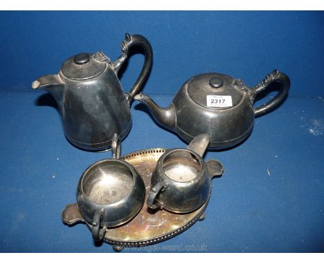 A four piece Walker and Hall tea set and tray.