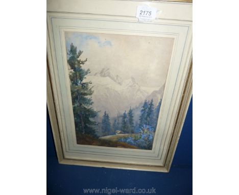An alpine landscape Watercolour by G. M. Beilly, framed and mounted.