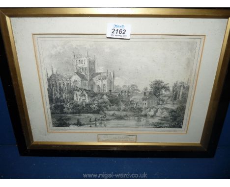 A Lithograph 'Hereford Cathedral from Putson' .