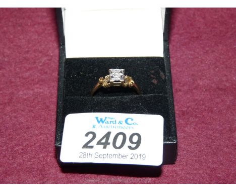 A solitaire Diamond 18ct. gold Ring.