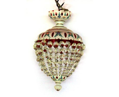 A bohemian crystal light fitting with original crystal tag, Depth. 45cm.