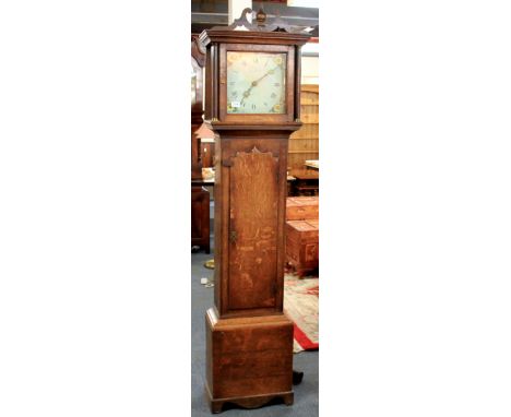 An early 19th century oak longcase clock by Saddleton of Lynn, H. 198cm.