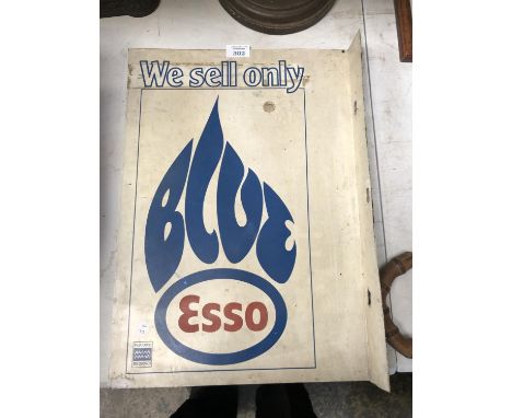 A VINTAGE DOUBLE SIDED 'ESSO' BLUE SIGN 