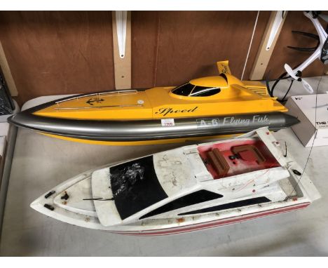 A REMOTE CONTROL A-6 'FLYING FISH' SHIP MODEL AND FURTHER BOAT MODEL FOR SPARES (2) 