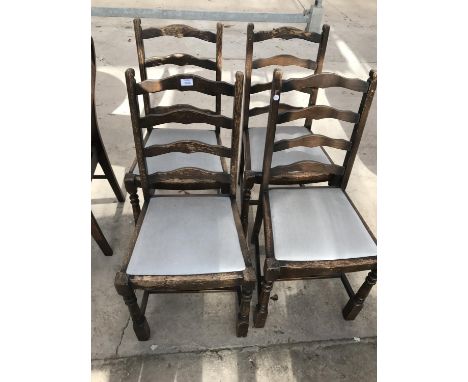 FOUR OAK LADDER BACK DINING CHAIRS 