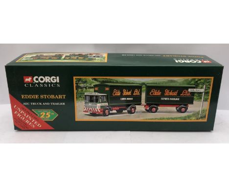 A CORGI CLASSICS BOXED DIE CAST 'EDDIE STOBART' AEC TRUCK AND TRAILER MODEL 97369 