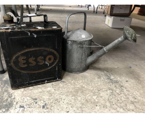A VINTAGE 'ESSO' PETROL CAN AND WATERING CAN (2) 