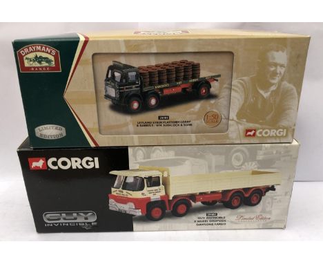 TWO BOXED CORGI DIE CAST MODELS - LEYLAND STEER PLATFORM LORRY 25401 AND A GUY INVINCIBLE 8 WHEEL DROPSIDE 29401 