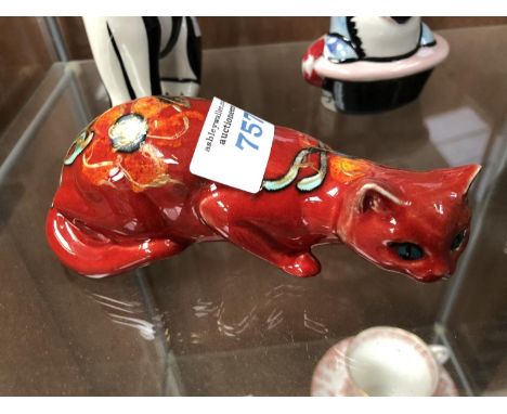 AN ANITA HARRIS CERAMIC CAT, SIGNED IN GOLD 