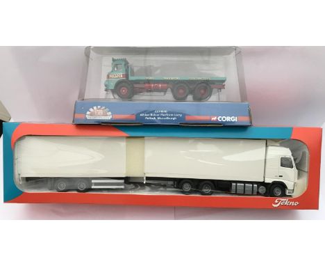 TWO ITEMS - A TEKNO CURTAINSIDE AND A CORGI MARQUES OF DISTINCTION POLLOCK, MUSSLEBOROUGH ALBION REIVER PLATFORM LORRY - NUMB