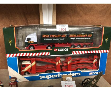 TWO BOXED CORGI DIE CAST MODELS - EDDIE STOABRT TRUCK AND SUPERHAULERS MODEL 