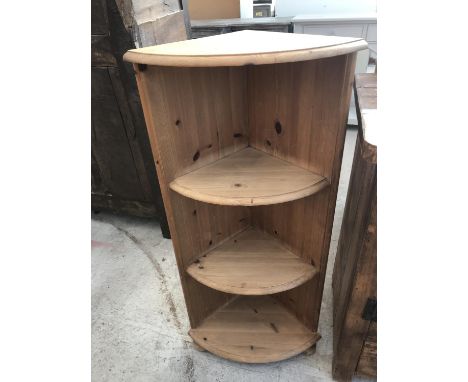 A PINE THREE TIER CORNER SHELF 