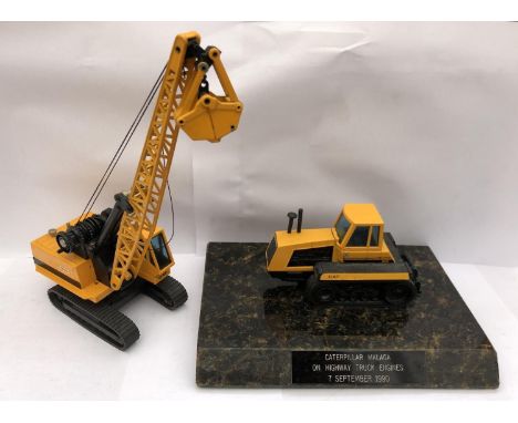 A 'CAT' DIE CAST TRUCK MODEL ON MARBLE BASE WITH FURTHER DIE CAST 'CAT' MODEL (2) 