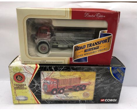 TWO BOXED CORGI DIE CAST MODELS - BEDFORD QLD LIME SPREADER, CC60307 AND A BRITISH ROAD SERVICES MODEL 