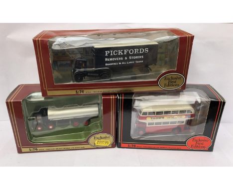 THREE BOXED 'EFE' EXCLUSIVE FIRST EDITION DIE CAST MODELS TO INCLUDE A PICKFORDS TRUCK 