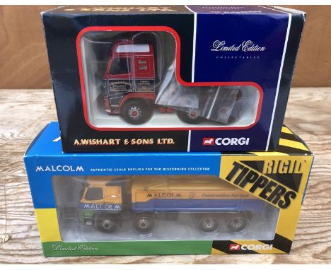 TWO BOXED CORGI DIE CAST MODELS TO INCLUDE A VOLVO FH GLOEBTROTTER TRACTOR UNIT, CC12417 AND A VOLVO FM AGGREGATE TIPPER, CC1