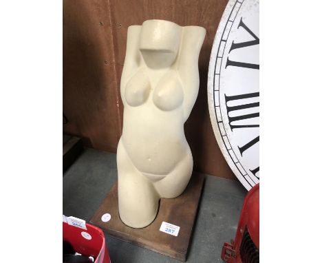 A DECORATIVE ABSTRACT NUDE TORSO MODEL ON BASE 41CM HIGH 