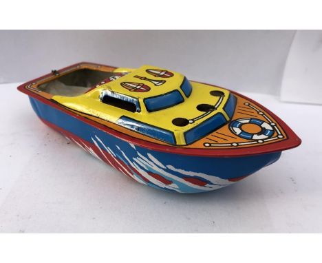A VINTAGE STYLE TIN PLATE BOAT MODEL, MADE IN CHINA, MF 418 