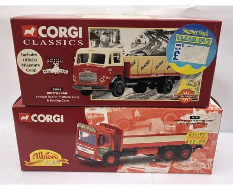 TWO BOXED CORGI DIE CAST MODELS - BRITISH RAIL PLATFORM LORRY 25001 AND AN ALBION REIVER PLATFORM LORRY 26101 