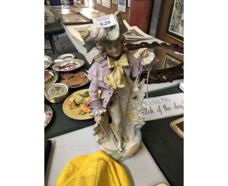 A CONTINENTAL BISQUE CERAMIC FIGURE OF A GIRL 