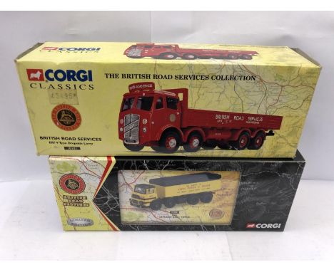 TWO BOXED BRITISH ROAD SERVICES CORGI DIE CAST MODELS TO INCLUDE ERF V SIDE DROPSIDE LORRY, 10101 AND OTHER (2) 