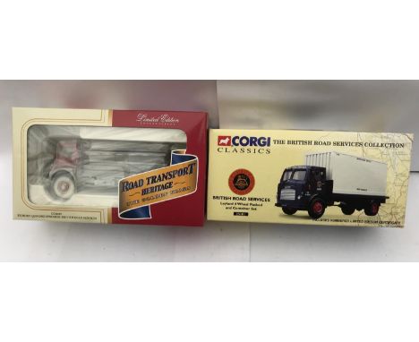 TWO BOXED BRITISH ROAD SERVICES CORGI CLASSICS - A BEDFORD QLD LIME SPREADER NUMBER CC60307 AND A LEYLAND 4 WHEEL FLATBED AND