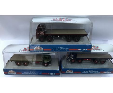 THREE BOXED CORGI MARQUES OF DISTINCTION - AN EDWARD DERBYSHIRE, LIVERPOOL LEYLAND OCTOPUS PLATFORM LORRY - NUMBER CC10603, A