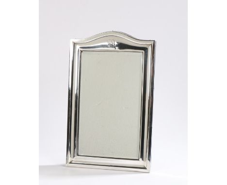 George V silver dressing table mirror, Birmingham 1926, maker Mappin &amp; Webb Ltd. the arched top initialled EB, with bevel