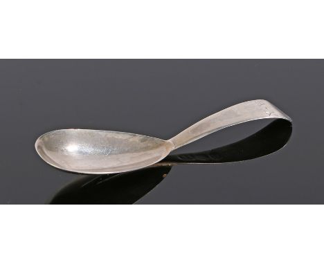 George III silver caddy spoon, London 1782, maker Thomas Tookey, the handle initialled A+K, 0.2oz, 8cm long