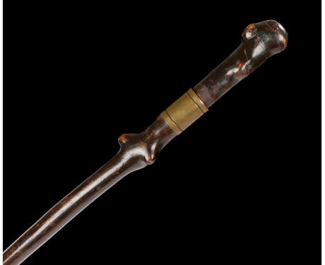 19th century blackthorn walking stick, with concealed dagger to the handle, 78cm long